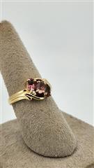 Synthetic Pink Tourmaline Lady's Stone & Diamond Ring 2 Diamonds .10 Carat T.W.
